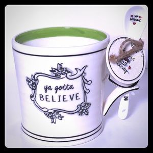 Katie Mandy “Ya gotta BELIEVE” mug/stirrer NWT
